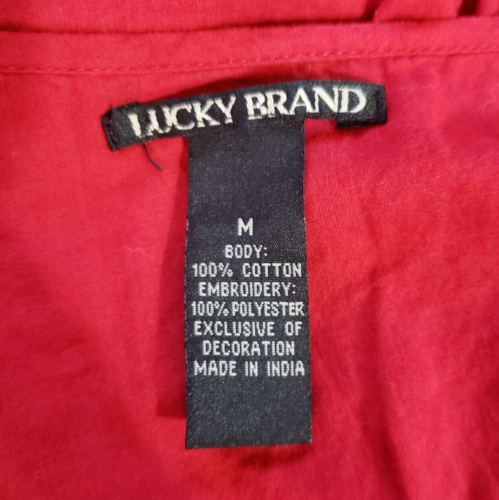 Lucky Brand Floral Embroidered Cami Sz M GUC Red - Picture 6 of 7